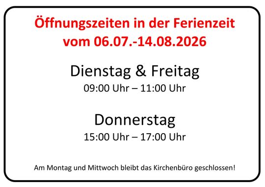 Ferien Öffnung