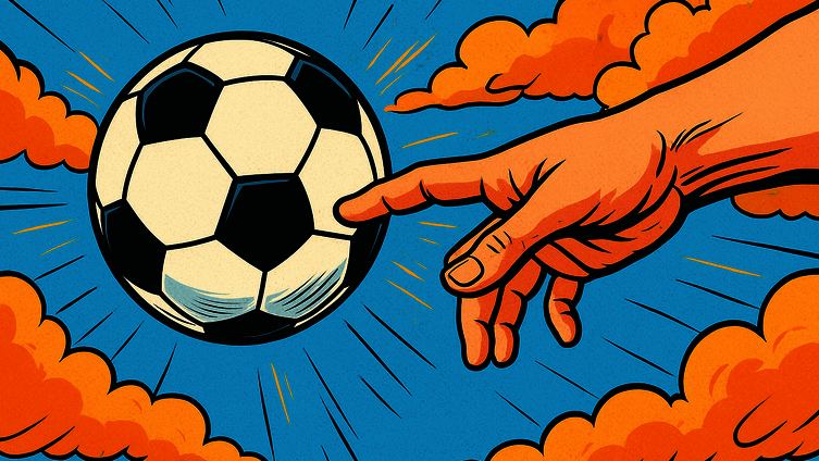 Hände, die auf einen Fußball zeigen / Foto: erstellt per Chat GPT