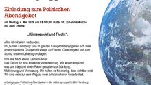 Politisches Abendgebet: "Klimawandel und Flucht"