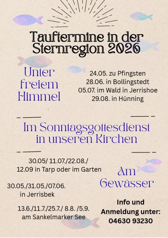 Tauftermine Sternregion 2026