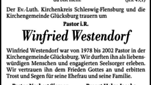 Trauer um Pastor i. R. Winfried Westendorf