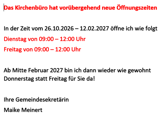 Öffnungszeiten