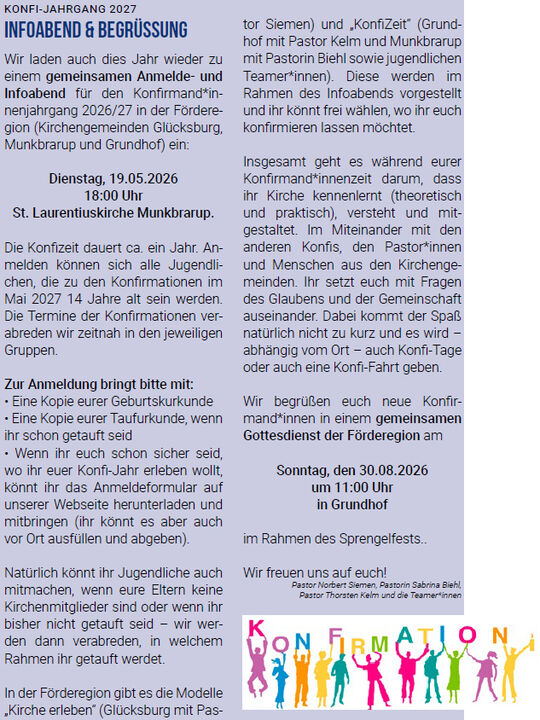 Info zum Info u. Anmeldeabend