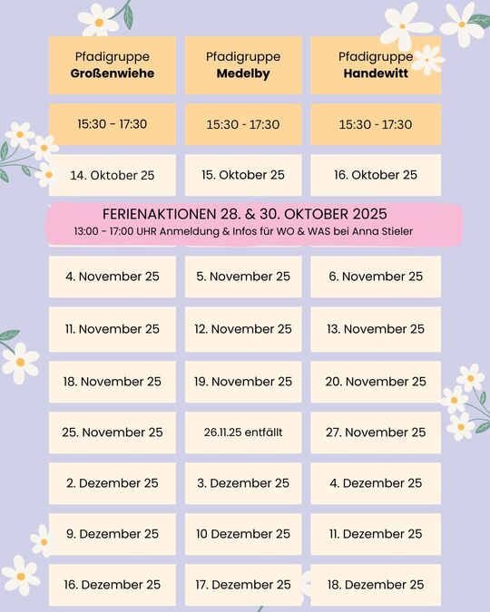 Termine Pfadies 2025