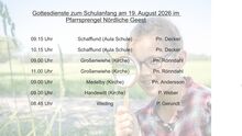 Gottesdienste zum Schulanfang